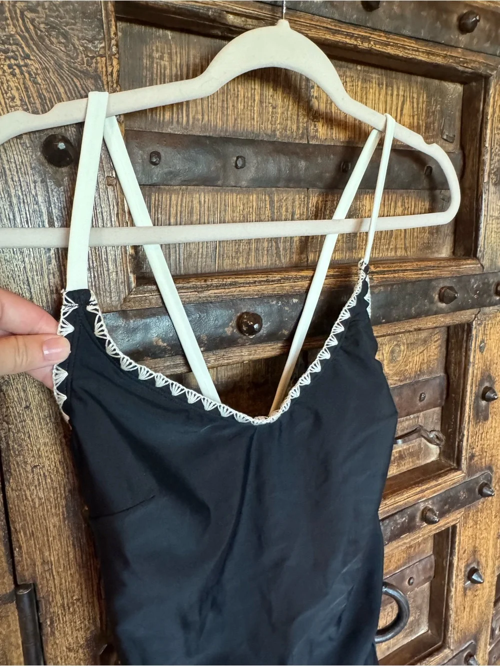 Cupshe Black One-Piece Swimsuit with White Trim